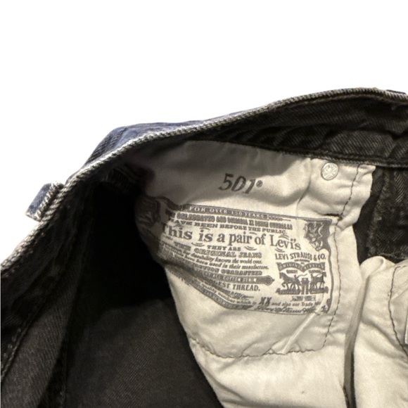 Levi's Charcoal High Waist Distressed Jean Shorts - Picture 5 of 7